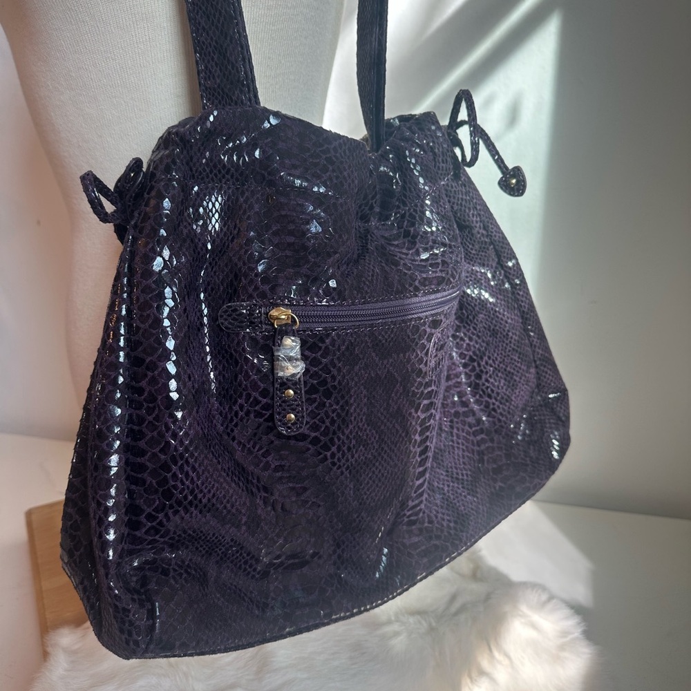 Purple | Gold Snakeskin Shoulder Bag - Picture 6 of 9
